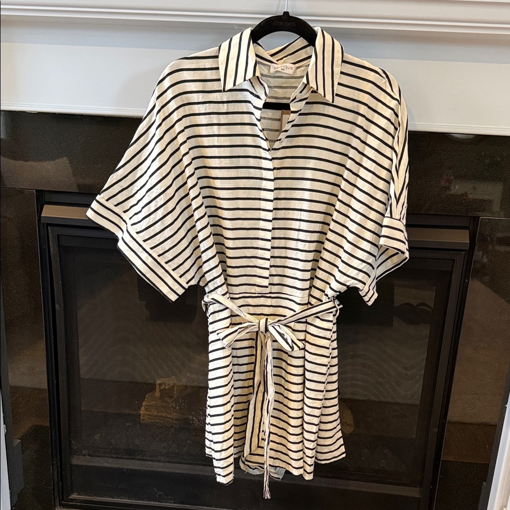 Vestique Black and White Striped Romper